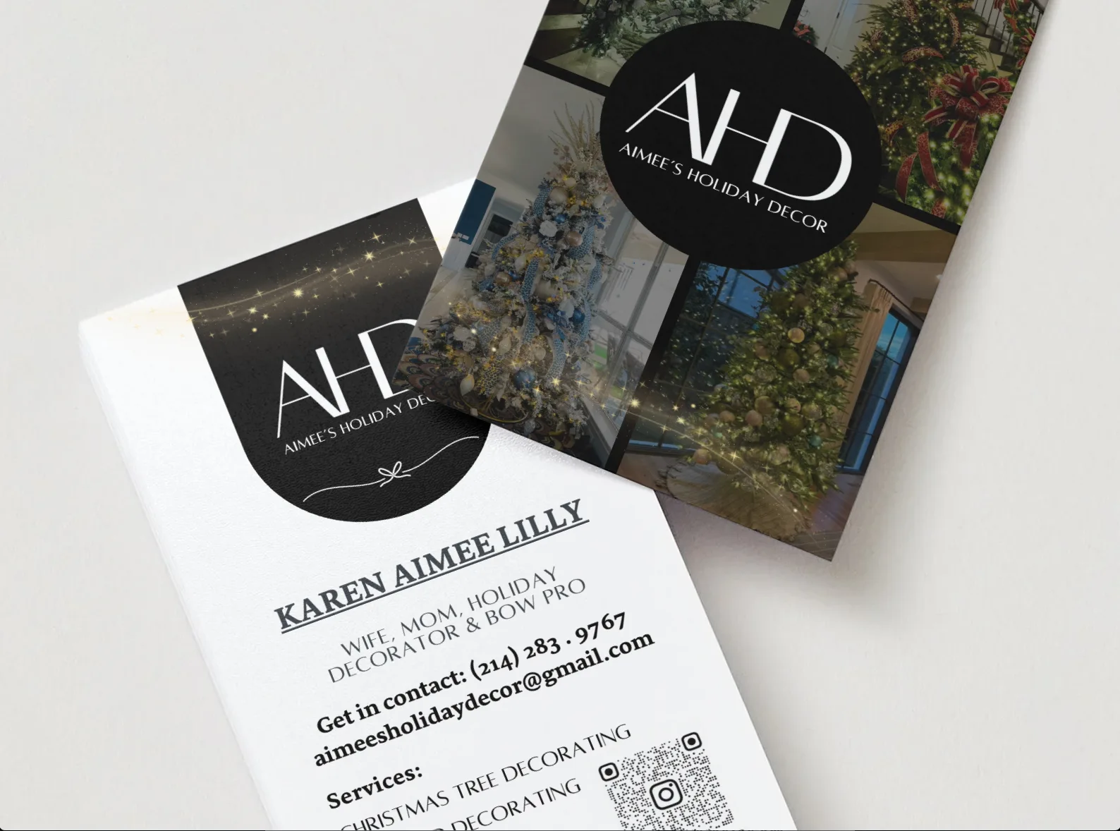 Business card design for a holiday decorator